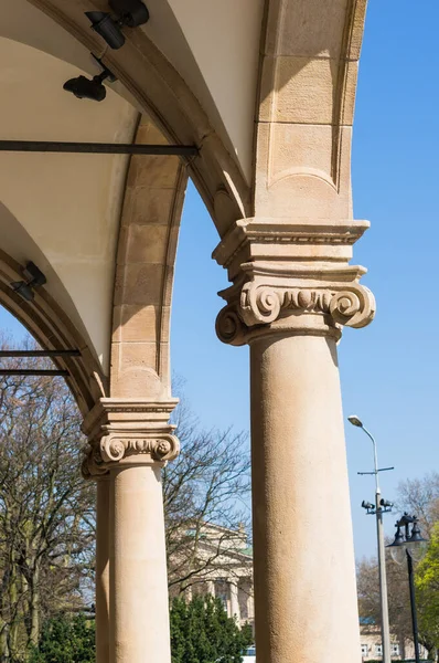 Poznan Polen April 2017 Großaufnahme Der Säulen Des Adam Mickiewicz — Stockfoto