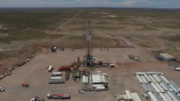 Vue Aérienne Plate Forme Forage Pétrolier Gazier Dans Centre Texas — Video