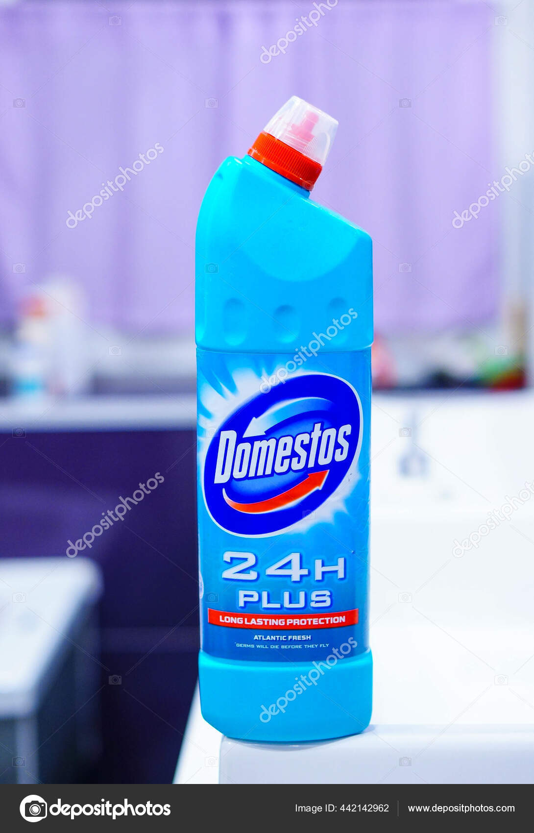 Poznan Poland Dec 2015 Domestos 24H Cleaning Product Blue Plastic