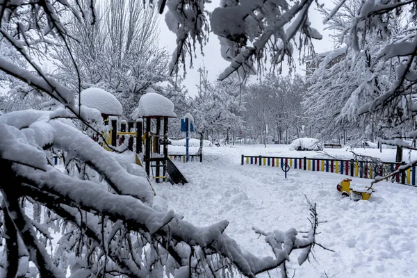 Parque Infantil Parque Urbano Nevado Madri Espanha 2021 — Fotografia de Stock