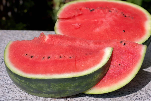 Closeup Shot Fresh Watermelon Table — Stock Photo, Image