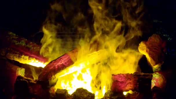 Oheň Plameny Černém Pozadí — Stock video