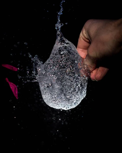 Closeup Shot Popped Balloon Full Water — Stock Photo, Image