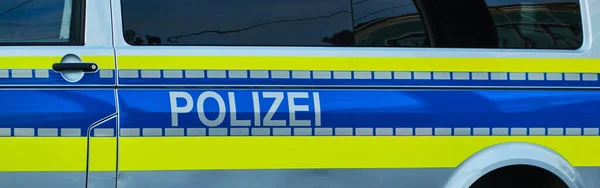 Uma Foto Panorâmica Carro Patrulha Polícia Alemanha — Fotografia de Stock