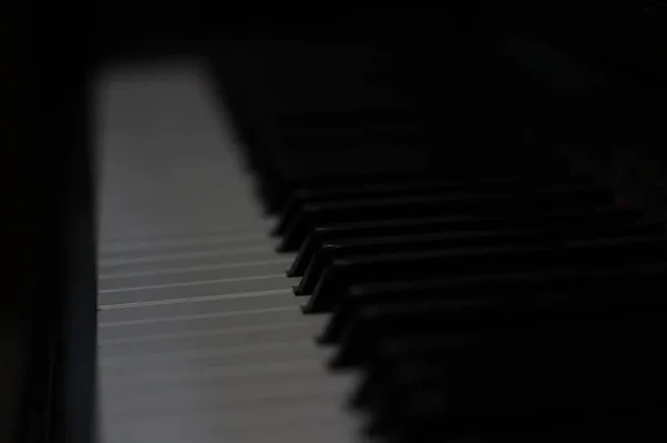 Eine Graustufenaufnahme Einer Klaviertastatur — Stockfoto
