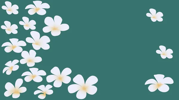 Uma Ilustração Digital Flores Brancas Fundo Verde Brilhante — Fotografia de Stock