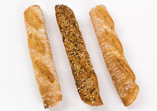 Isolated Shot Pieces Baguette Bread White Background — Stock Photo, Image