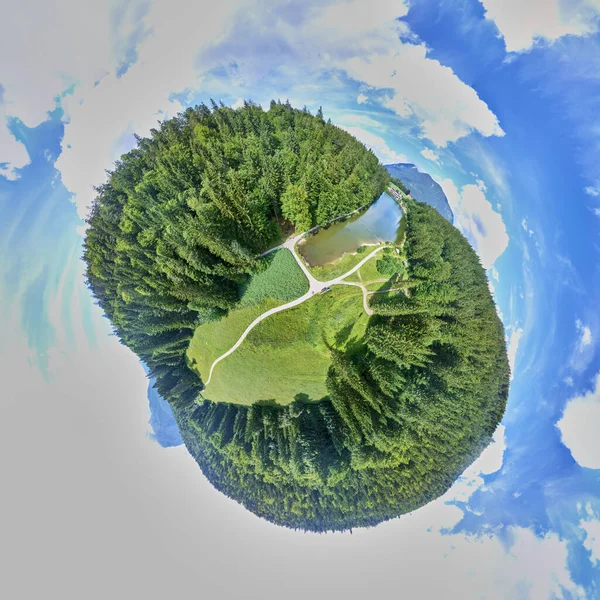 Wälder Wiesen Und Wege Riessersee Bei Garmisch Little Planet — Stockfoto