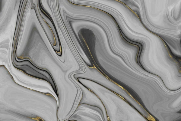 Primo Piano Grigio Chiaro Oro Astratto Onde Pittura Olio Perfetto — Foto Stock