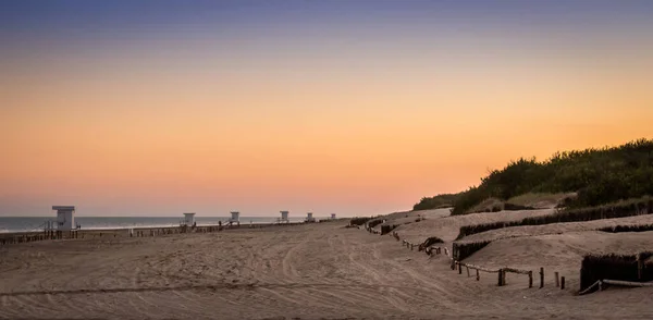 Pôr Sol Tirar Fôlego Capturado Praia — Fotografia de Stock