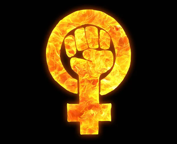 Golden Icon Women Empowerment Symbol Isolated Black Background — Stock Photo, Image