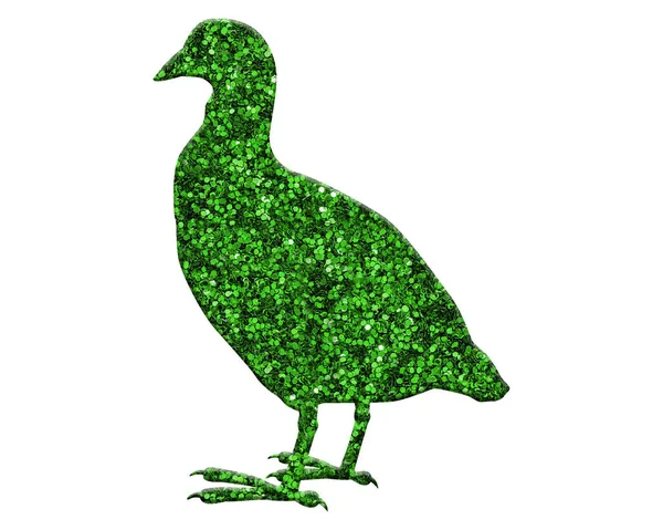 Rendering Uccello Folaga Glitter Verde Isolato Sfondo Bianco — Foto Stock