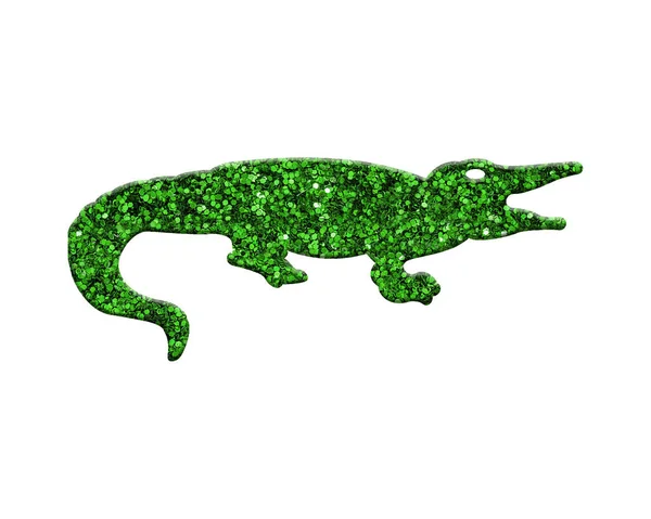 Eine Darstellung Eines Grünen Krokodils Isoliert Auf Weißem Hintergrund — Stockfoto