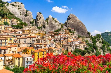 The picturesque village of Castelmezzano, part of the club The most beautiful villages in Italy, province of Potenza, Basilicata, Italy  clipart