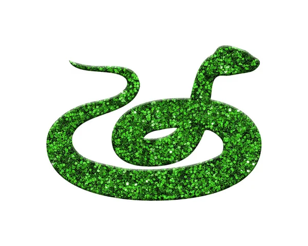 白い背景に隔離された緑のヘビの3Dレンダリング — ストック写真