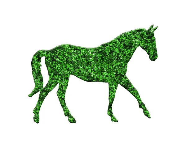 Uma Renderização Cavalo Glitter Verde Isolado Fundo Branco — Fotografia de Stock