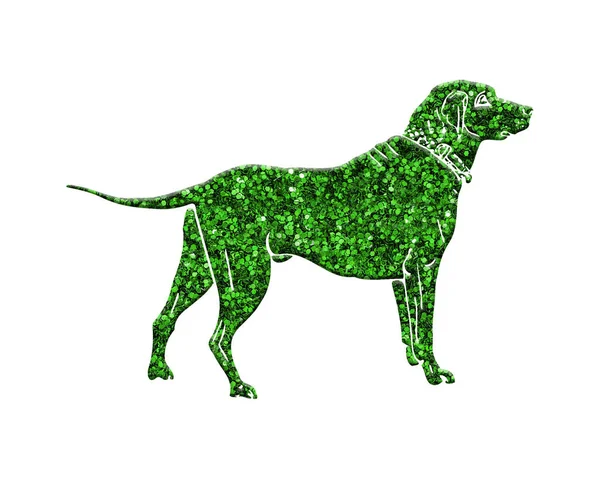 Uma Renderização Cão Glitter Verde Isolado Fundo Branco — Fotografia de Stock