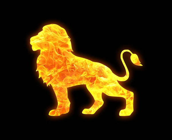 一只美丽狮子的金色图标 被隔离在黑色的背景上 — 图库照片