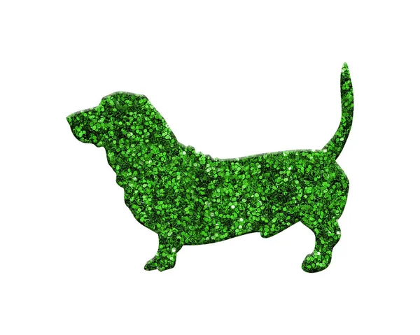 Μια Απόδοση Ενός Πράσινου Σκυλιού Glitter Που Απομονώνεται Λευκό Φόντο — Φωτογραφία Αρχείου
