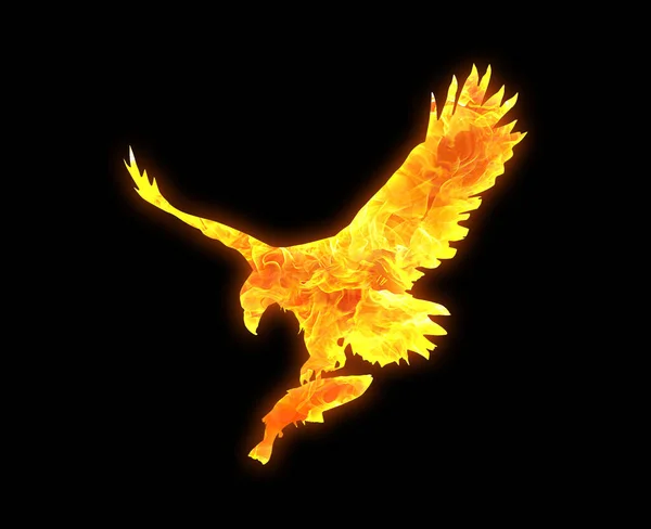 Eagle Outline Bright Fire Pattern Isolated Black Background — Stock Photo, Image