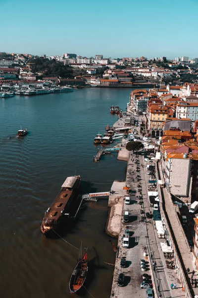 Colpo Aereo Delle Navi Delle Barche Porto Porto Una Città — Foto Stock