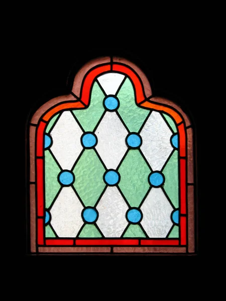 Вертикальный Снимок Яркого Красочного Витража Сербской Синагоге — стоковое фото