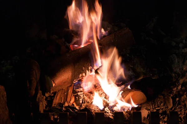 Closeup Shot Bonfire Beautiful Orange Flame — Stock Photo, Image