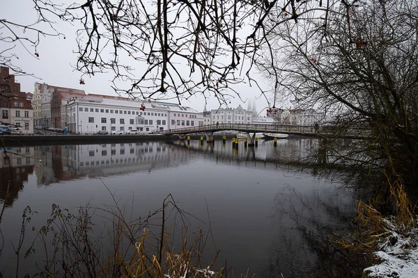 View Hanseatic Lubeck Germany Covered Snow Winter — Stock Photo, Image