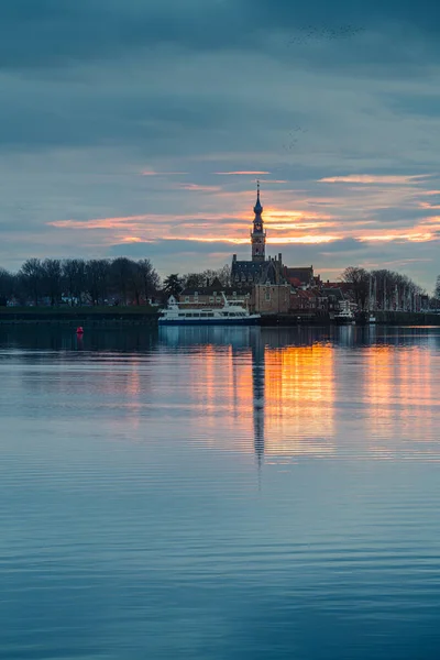 Zonsondergang Boven Rivier Avond — Stockfoto