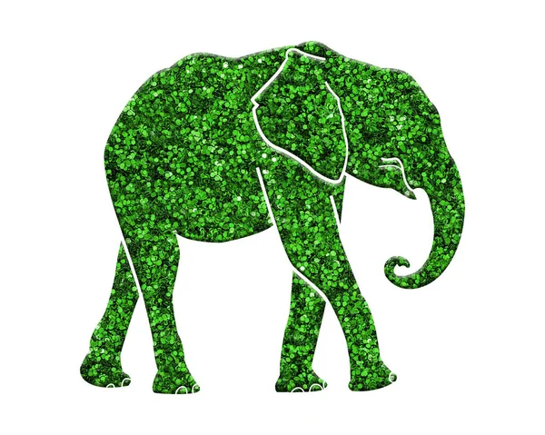 Beyaz Arka Planda Izole Edilmiş Yeşil Bir Filin Boyutlu Görüntüsü — Stok fotoğraf