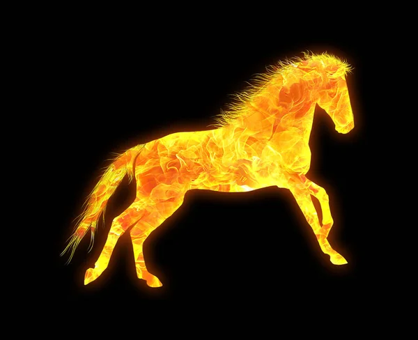 Ícone Dourado Cavalo Isolado Fundo Preto — Fotografia de Stock