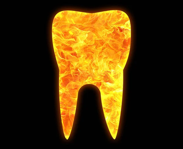 Zlatá Ikona Zubu Izolovaného Černém Pozadí — Stock fotografie
