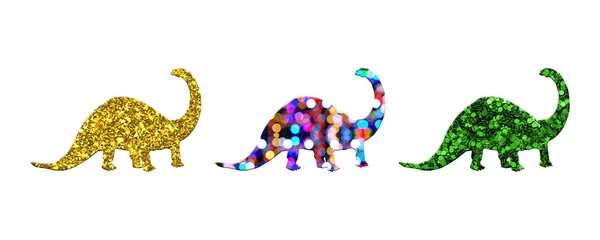 Three Dinosaurs Different Patterns Isolated White Background — Stock Photo, Image
