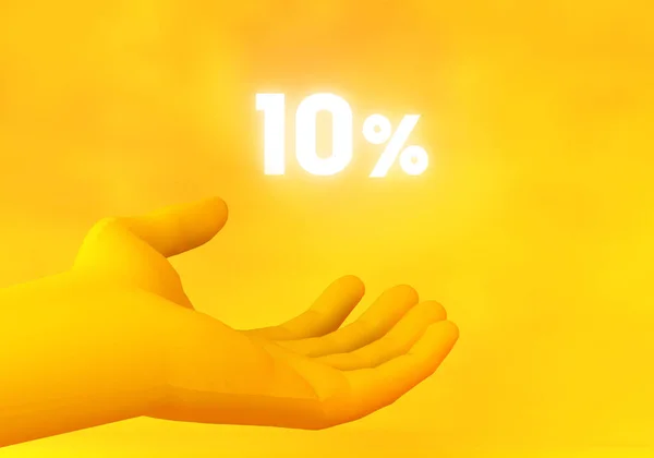 Renderowanie Dłoni Pokazując Świecący Znak Izolowane Żółtym Tle — Zdjęcie stockowe