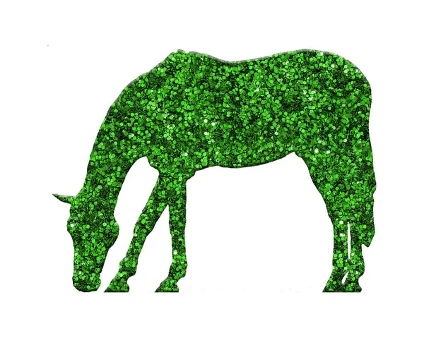 Rendering Green Glitter Horse Isolated White Background — Stock Photo, Image