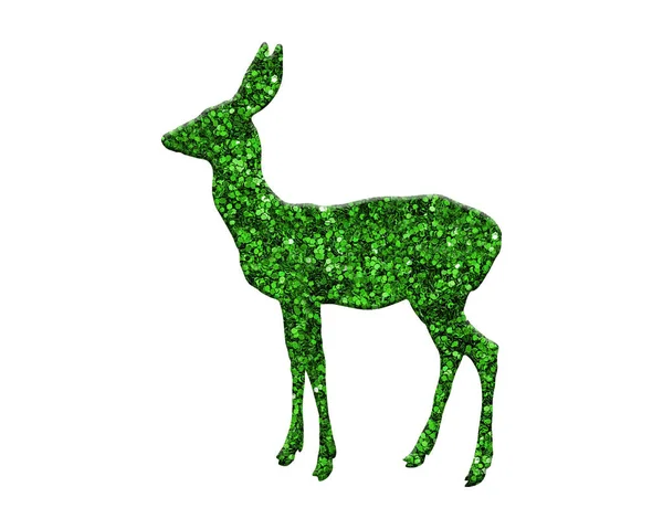 Rendu Cerf Vert Paillettes Isolé Sur Fond Blanc — Photo