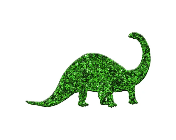 Rendering Green Glitter Dinosaur Isolated White Background — Stock Photo, Image
