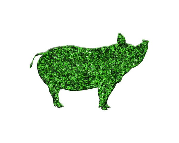 Rendering Green Glitter Pig Isolated — Stock Photo, Image