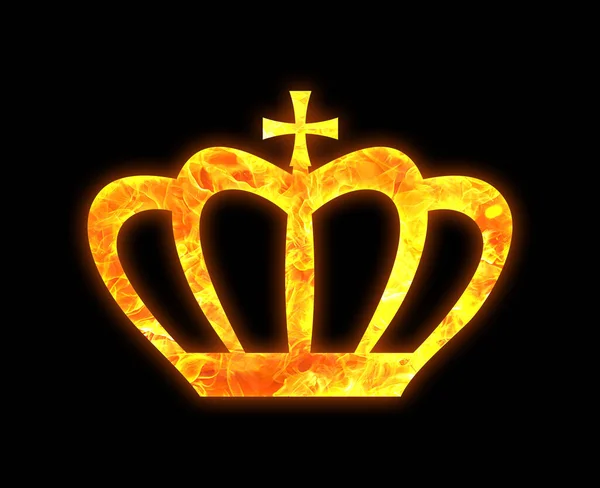 Crown Outline Bright Fire Pattern Isolated Black Background — Stock Photo, Image