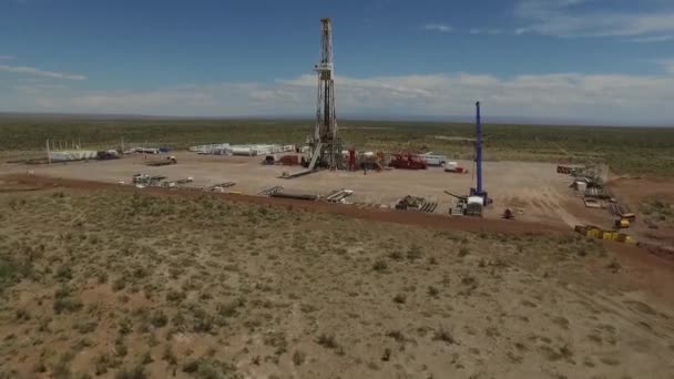 Aerial View Oil Gas Drilling Field — Stock Video