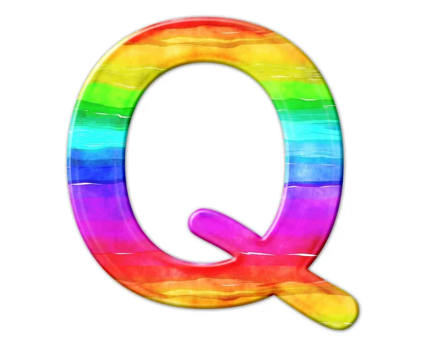 白色背景上英文字母Q的彩色插图 — 图库照片