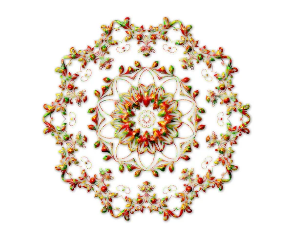 Uma Ilustração Isolada Colorido Mandala Art Deco Sobre Fundo Branco — Fotografia de Stock