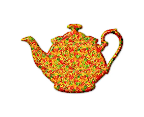 Colorful Illustration Small Teapot White Background — Stock Photo, Image