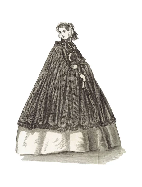 Eine Modellzeichnung Der Mode Des Jahrhunderts Aus Einem 1861 Gezeichneten — Stockfoto