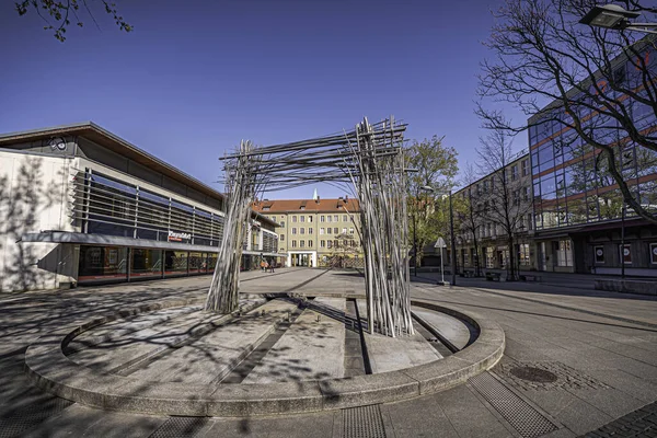 Platz Stadtbrunnen Cottbus Corona Zeit — Stockfoto