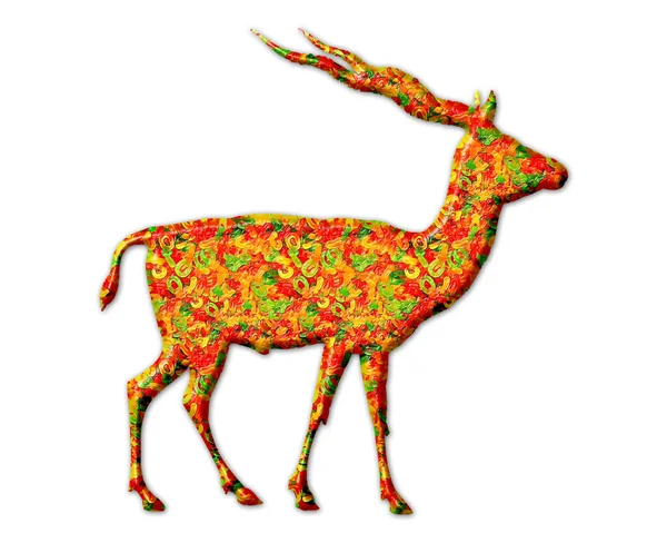 白色背景上的鹿的彩色图画 — 图库照片