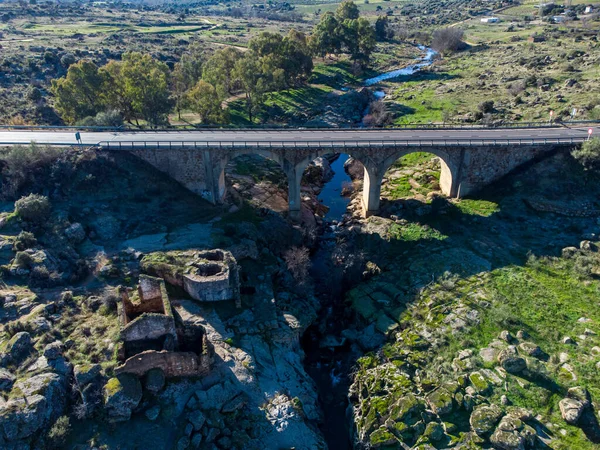 Vista Aérea Famosa Ponte Romana Malpasillo Santa Ana Pusa Toledo — Fotografia de Stock