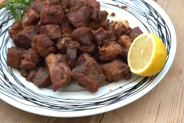 Ein Selektiver Fokus Schuss Leckeres Griechisches Traditionelles Essen Tigania Für — Stockfoto