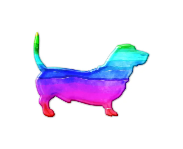 Een Kleurrijke Illustratie Van Een Puppy Een Witte Achtergrond — Stockfoto