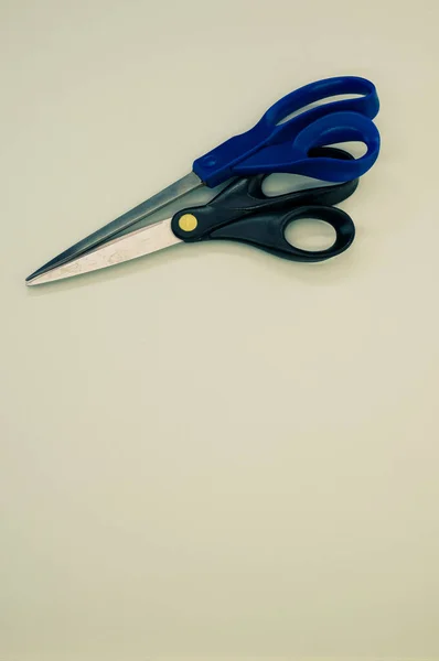 Couple Scissors Isolated Grey Background — Stock Photo, Image